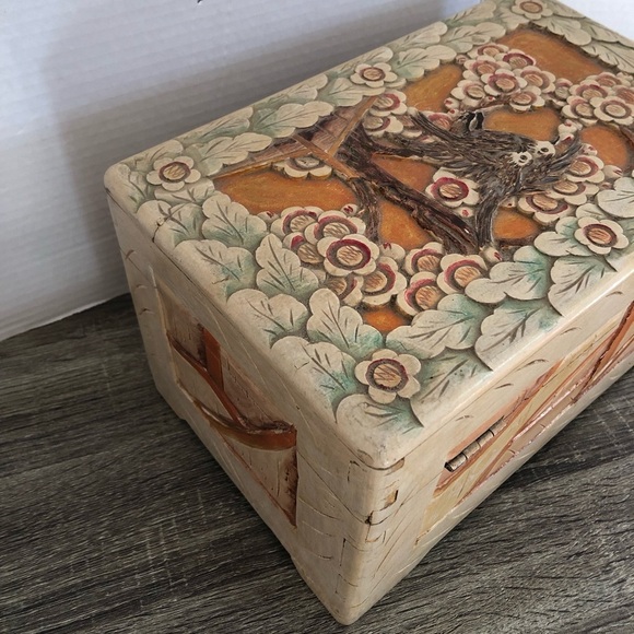 Hand Carved Wooden Treasure Box - Picture 5 of 17